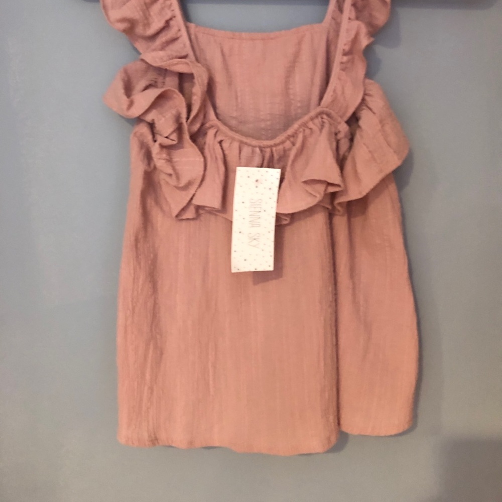 Cute Pink Ruffled Tank Top - Picture 2 of 2